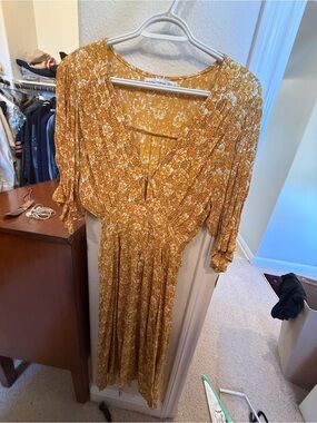 Faithfull the Brand Mustard Floral Midi Dress
